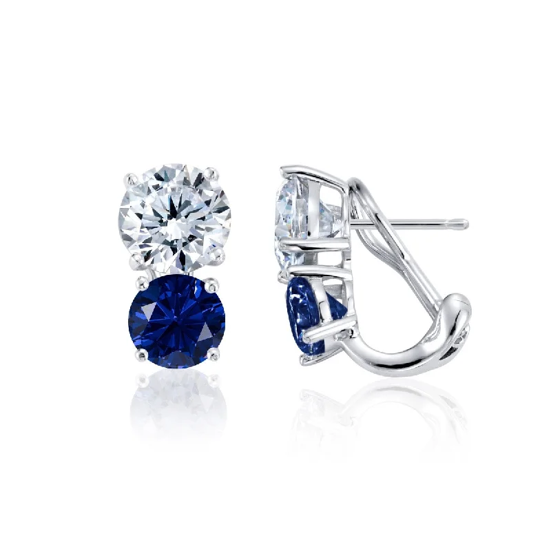 Women’s ruby earrings-Crislu Blue and White Cubic Zirconia Earrings in Sterling Silver