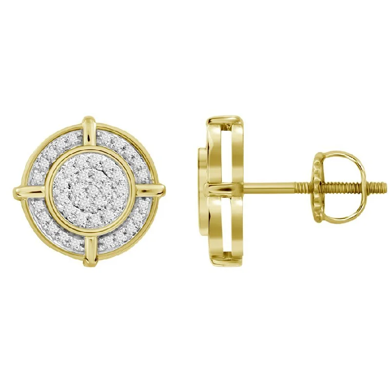 Women’s boho earrings-LADIES STUD EARRINGS 0.25CT ROUND DIAMOND 10K YELLOW GOLD