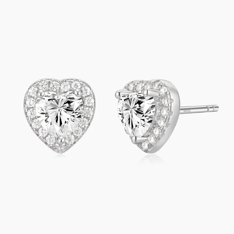 Women’s dangle earrings-S925 Heart Post Earrings