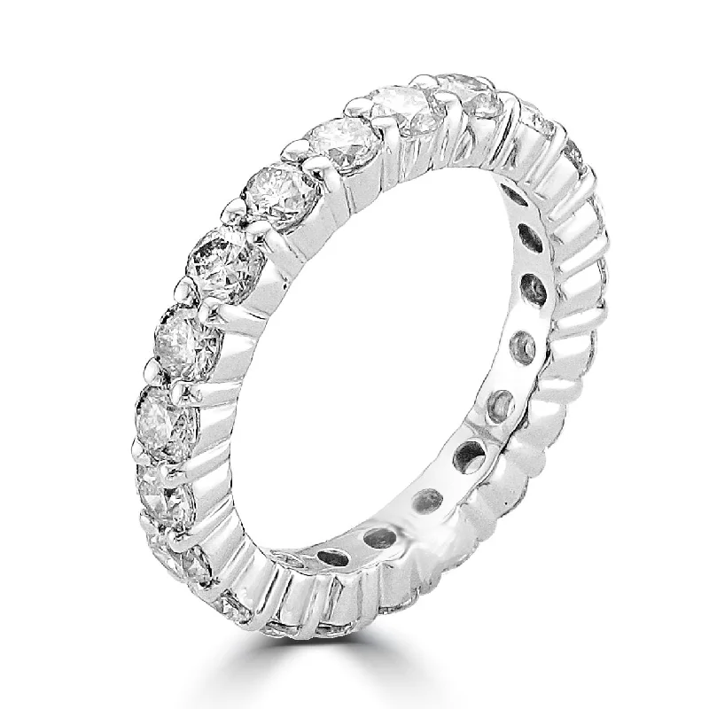 Women’s emerald diamond engagement ring-14KT WHITE GOLD 2.00 CTW ROUND DIAMOND ETERNITY BAND