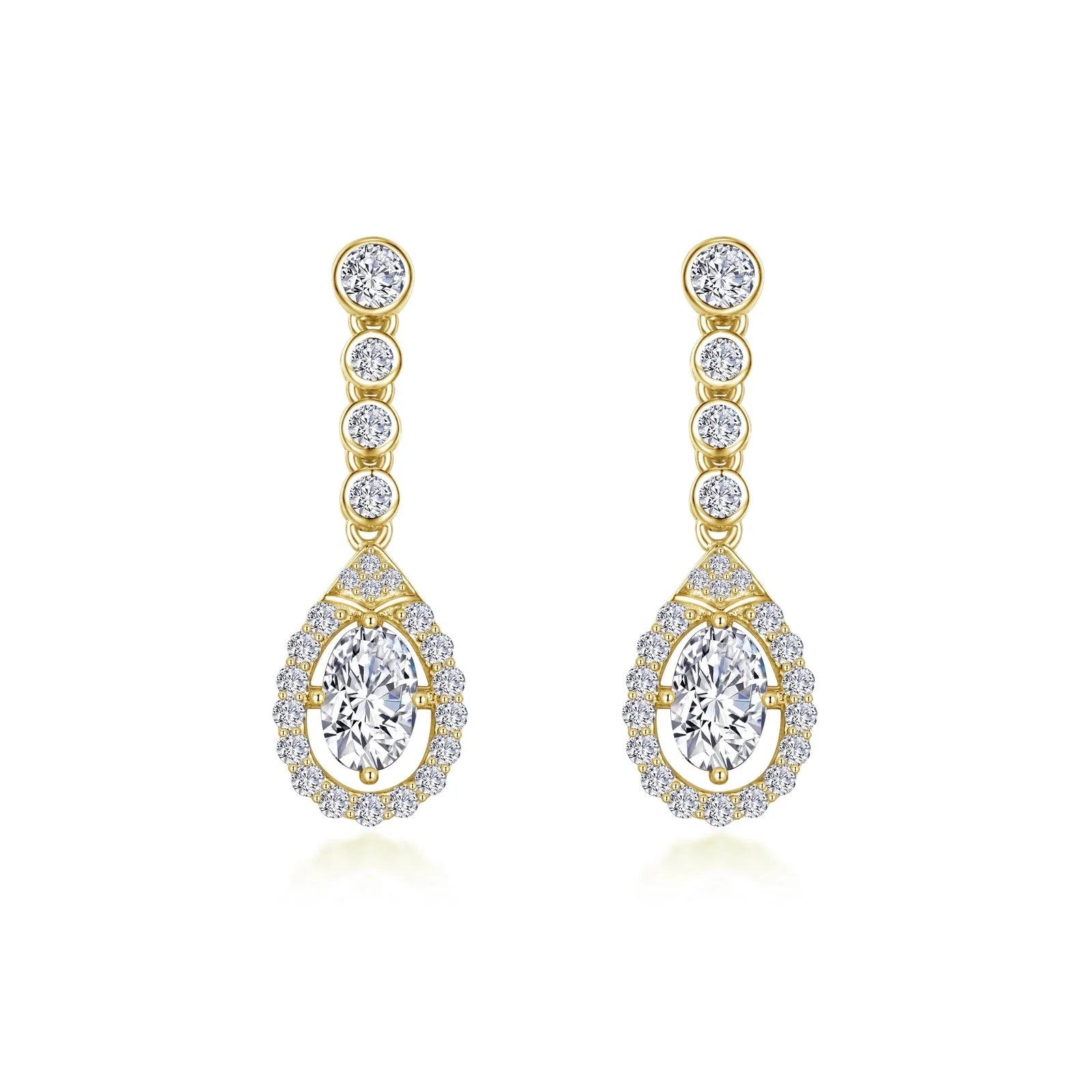 Women’s bridal earrings-Oval Halo Drop Earrings