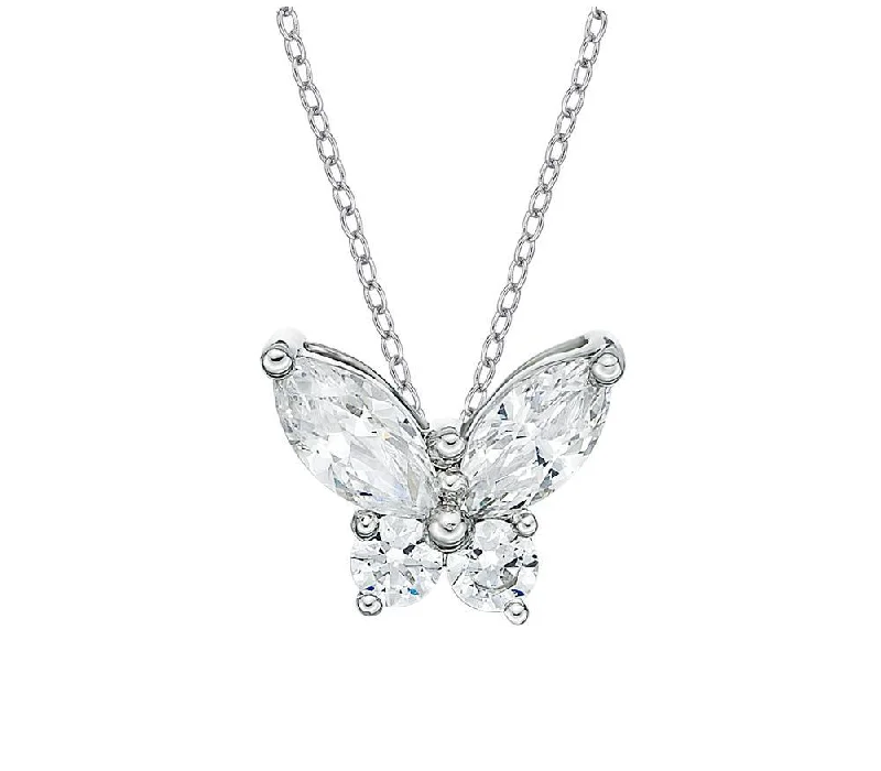 Women’s adjustable necklace-Fancy pendant with 0.62 carats* of diamond simulants in 10 carat white gold