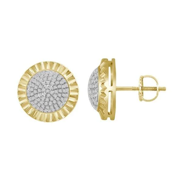 Women’s pink sapphire earrings-LADIES STUD EARRINGS 0.50CT ROUND DIAMOND 10K YELLOW GOLD