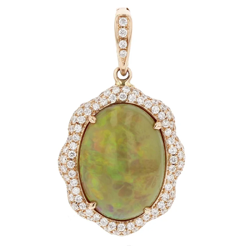 Women’s layering necklace-Ethiopian Opal Diamond Pendant