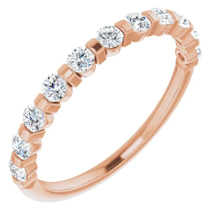 Women’s elegant diamond engagement ring-14K Rose 1/2 CTW Natural Diamond Anniversary Band