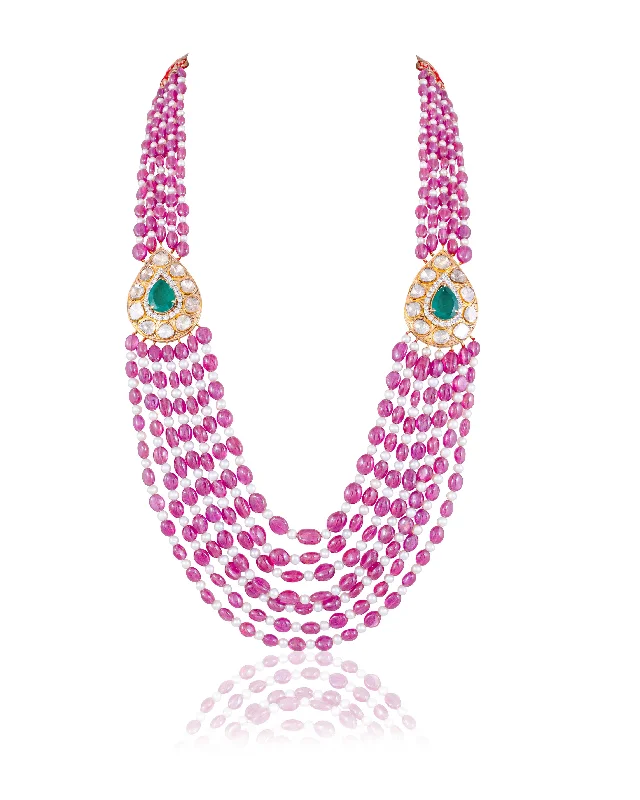 Women’s statement necklace-Smriti Polki And Diamond Bead Pendant