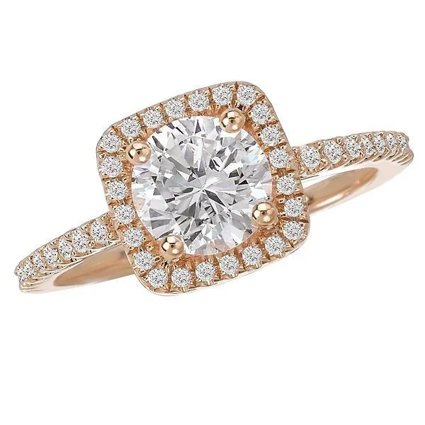 Women’s eco-friendly engagement ring-14KT 1/4 CTW DIAMOND SQUARE HALO MOUNTING FOR 1 CT ROUND