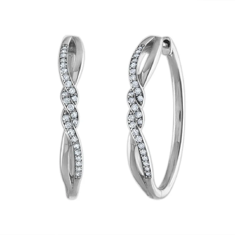 Women’s gemstone stud earrings-1/4 CTW Diamond Twist Hoop Earrings in Sterling Silver