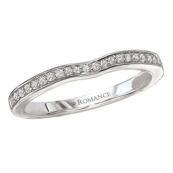 Women’s modern engagement ring-14KT WHITE GOLD 1/6 CTW ROUND DIAMOND CURVED 22 STONE BAND