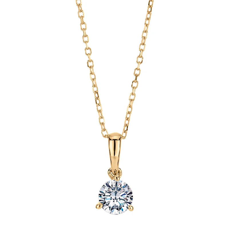 Women’s elegant necklace-Round Brilliant solitaire pendant with 0.36 carat* diamond simulant in 10 carat yellow gold