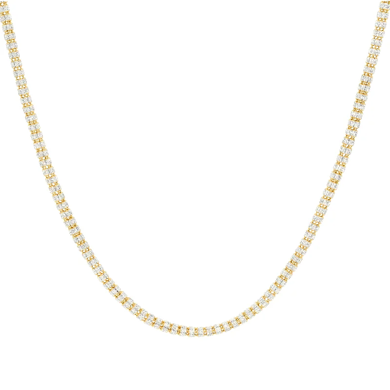 Women’s celestial necklace-22K Multi Tone Rounded Link Chain W/ Stacked Oblong Beads, 24.3 Grams