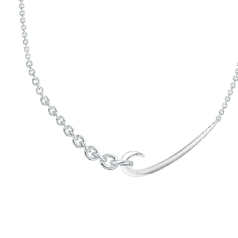 Women’s simple necklace-Hook Chain Choker Pendant - Silver