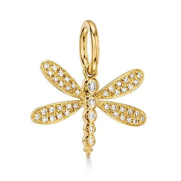 Women’s gemstone pendant necklace-Diamond Dragonfly Pendant