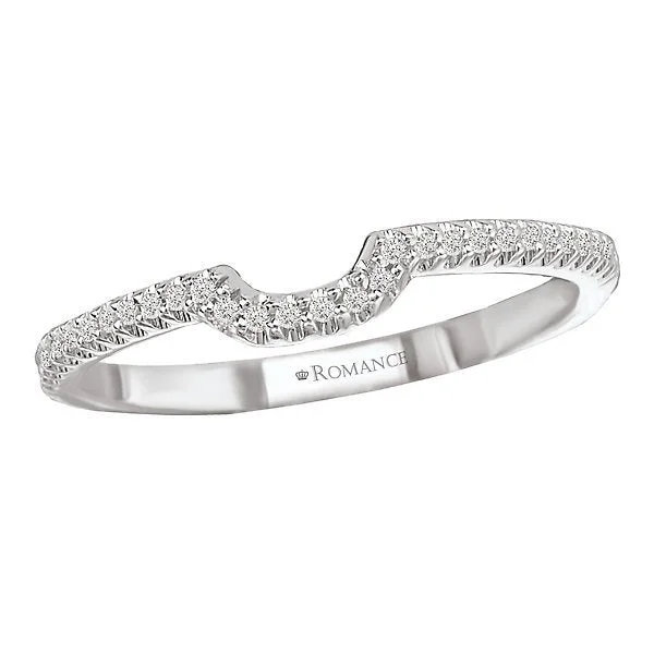 Women’s heart-shaped diamond engagement ring-14KT WHITE GOLD 0.09 CTW DIAMOND NOTCHED BAND