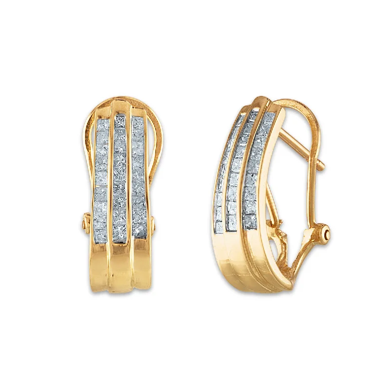 Women’s large hoop earrings-1 CTW Diamond Hoop Earrings in 10KT Yellow Gold