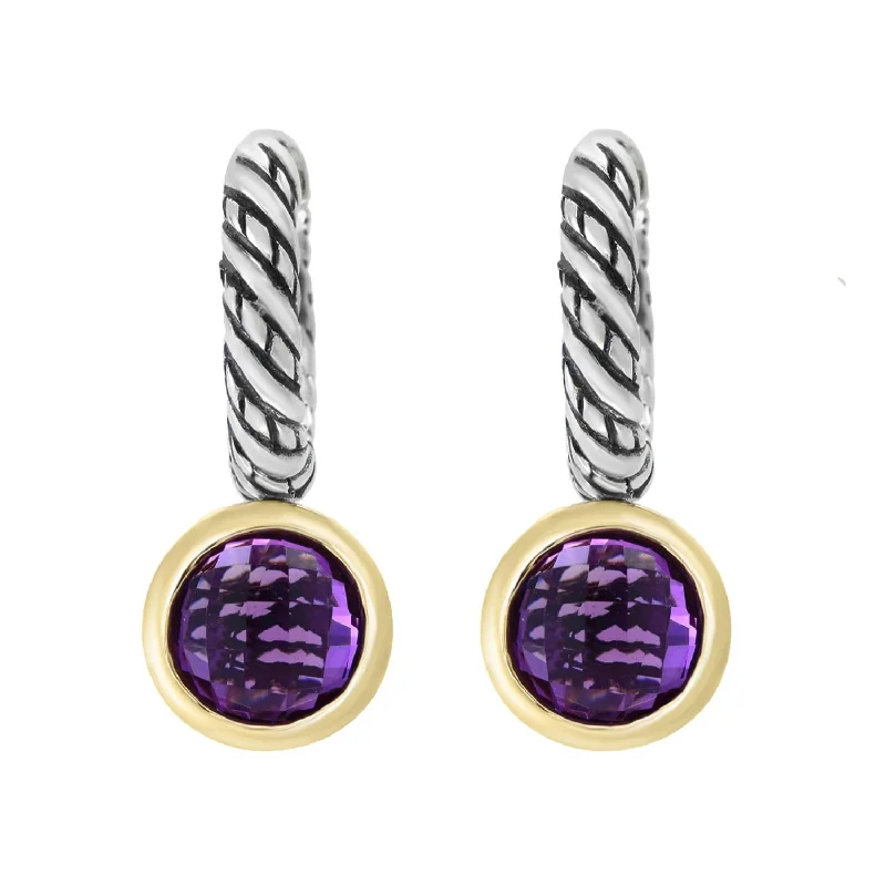 Women’s gold dangling earrings-EFFY 7MM Round Amethyst Drop & Dangle Earrings in Two-Tone Sterling Silver