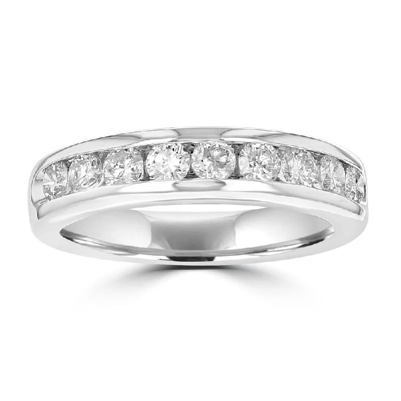 Women’s fancy engagement ring-14KT White Gold 1.00 CTW Round Diamond Channel Set Band