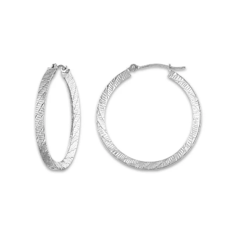 Women’s silver statement earrings-10KT White Gold 30MM Hoop Earrings