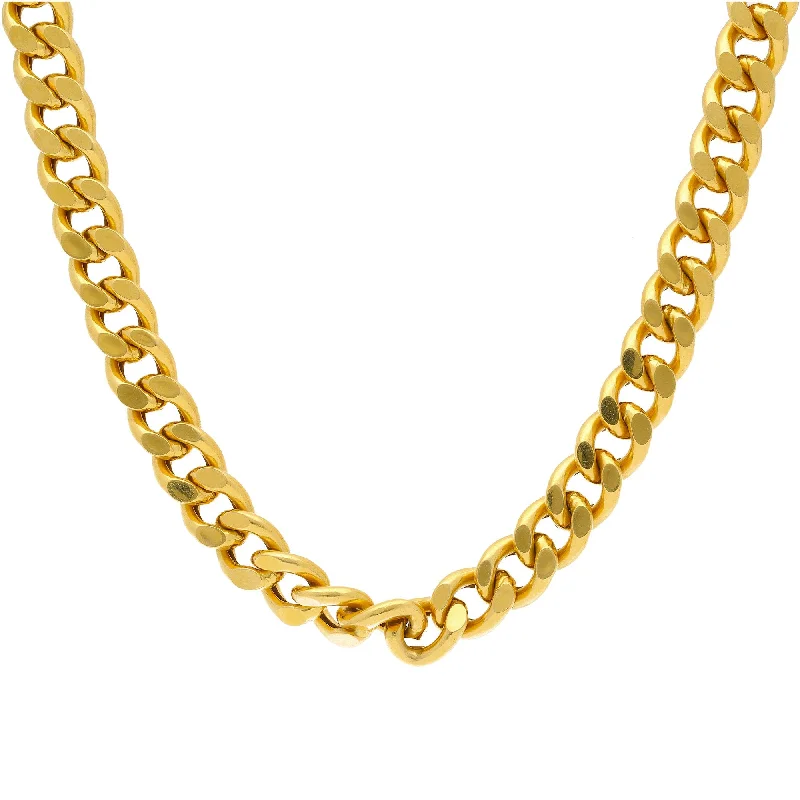 Women’s fancy necklace-22K Yellow Gold Men's Cuban Link Chain W/ Satin Finish, 87.5 Grams