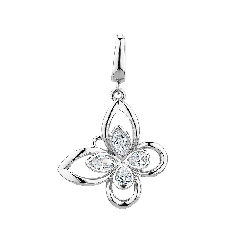 Women’s butterfly necklace-Marquise and Pear charm pendant with 0.92 carats* of diamond simulants in sterling silver