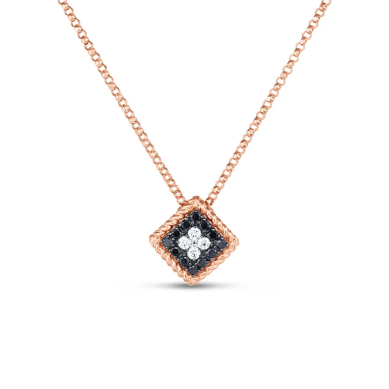 Women’s elegant necklace-18K Palazzo Ducale Black and White Diamond Small Pendant