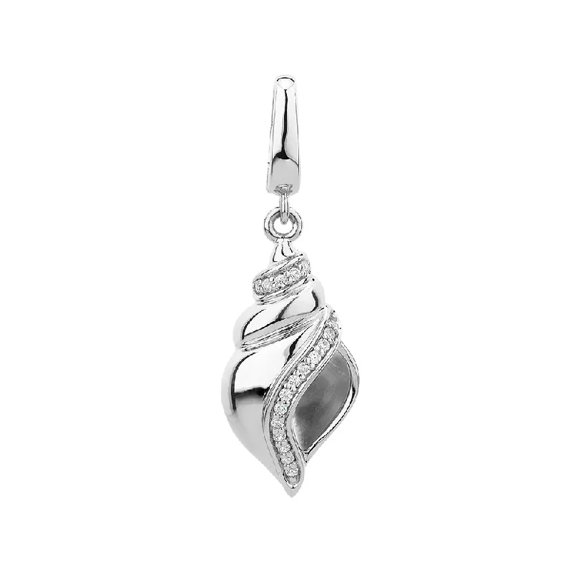 Women’s vintage-inspired necklace-Charm pendant with diamond simulants in sterling silver