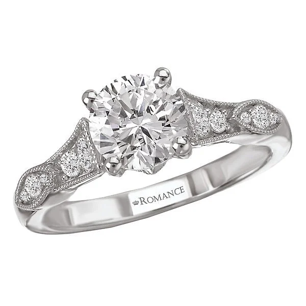 Women’s white gold engagement ring-14KT White Gold 1/4 CTW Diamond Vintage Milgrain Setting for 1 CT Round