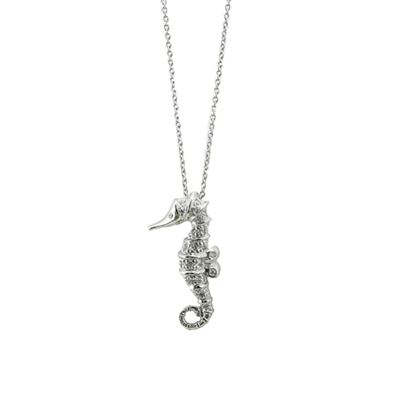 Women’s spiral necklace-18Kt White Gold Diamond Seahorse Pendant