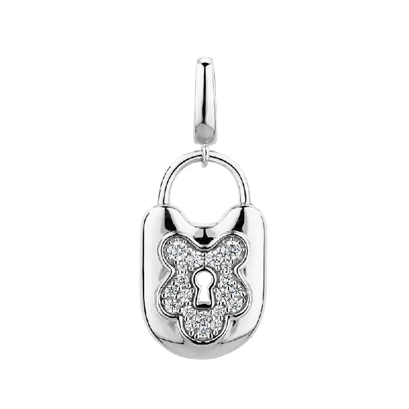 Women’s pendant necklace-Round Brilliant charm pendant with 0.23 carats* of diamond simulants in sterling silver