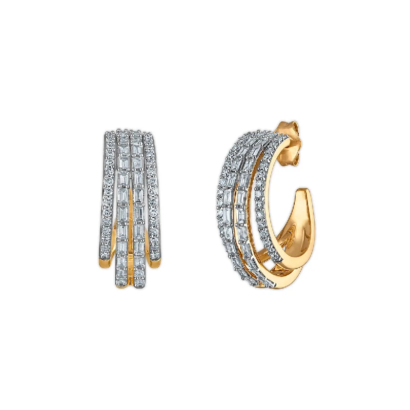 Women’s luxurious earrings-EcoLove 1 CTW Lab Grown Diamond Hoop Earrings in Gold Plated Sterling Silver