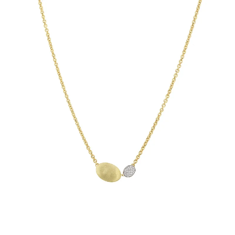 Women’s pearl necklace-18K Yellow Gold and Diamond Pendant