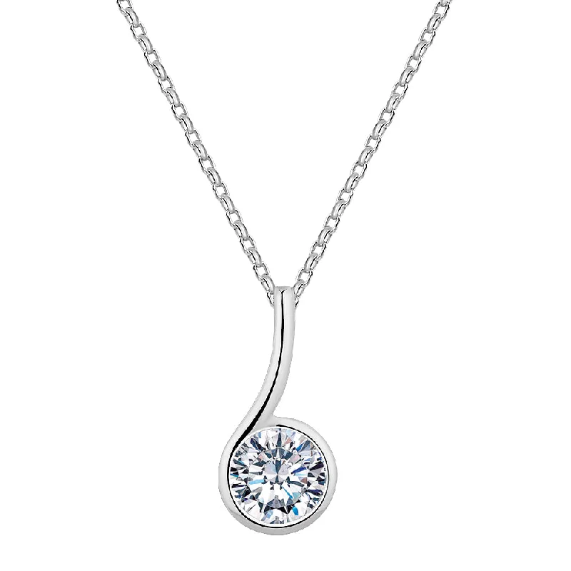 Women’s trendy necklace-Fancy pendant with 1.03 carats* of diamond simulants in 10 carat white gold