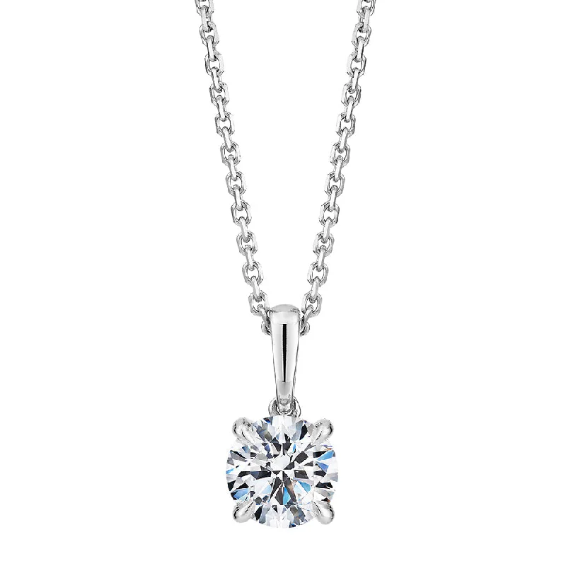 Women’s diamond tennis necklace-Signature Simulant Diamond 0.70 carat* round brilliant solitaire pendant in 14 carat white gold