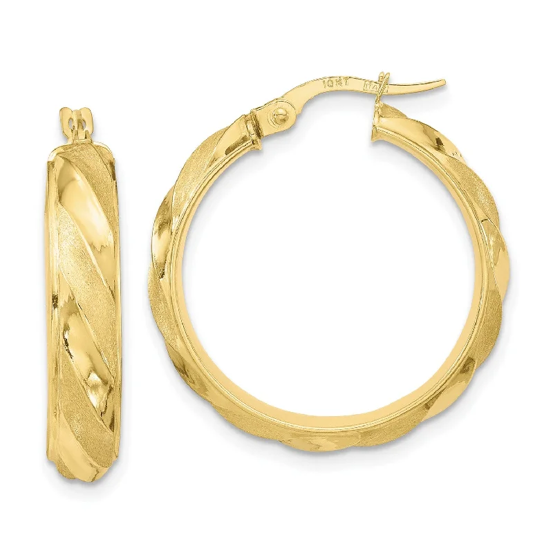 Women’s classy earrings-10KT Yellow Gold 27X25MM Twist Hoop Earrings