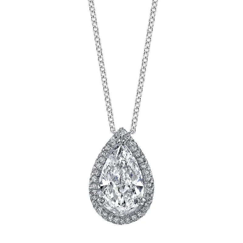 Women’s classic pearl necklace-Arabesque Pear Shape Brilliant Diamond Pendant