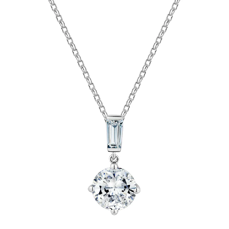 Women’s minimalist necklace-Fancy pendant with 2.3 carats* of diamond simulants in 10 carat white gold