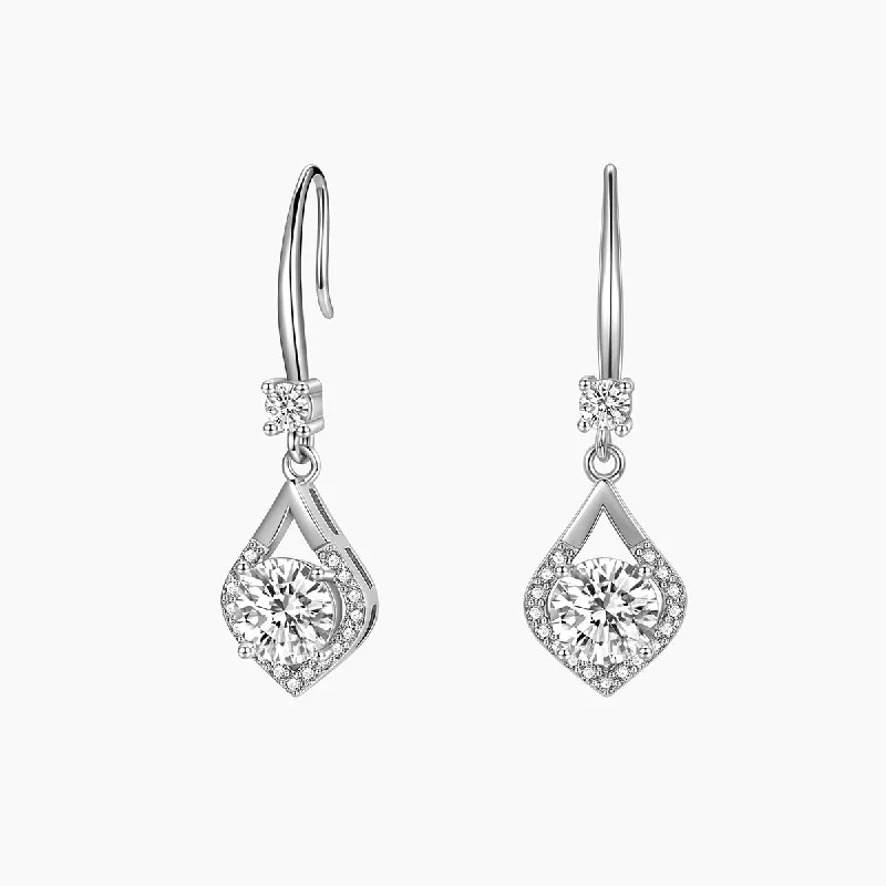 Women’s vintage earrings-Sterling Silver Cubic Zirconia Drop Earrings