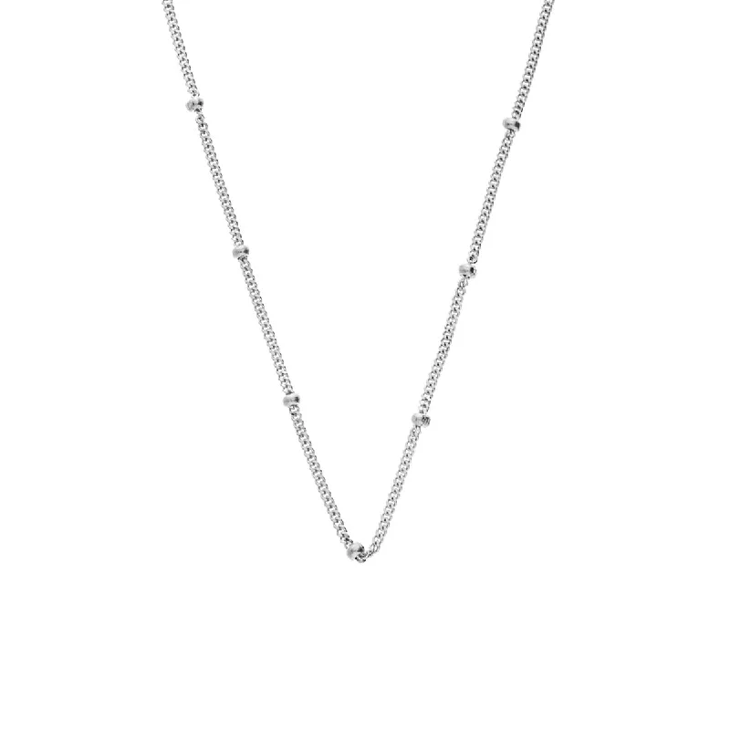 Women’s luxury diamond necklace-Bead Chain in White Gold