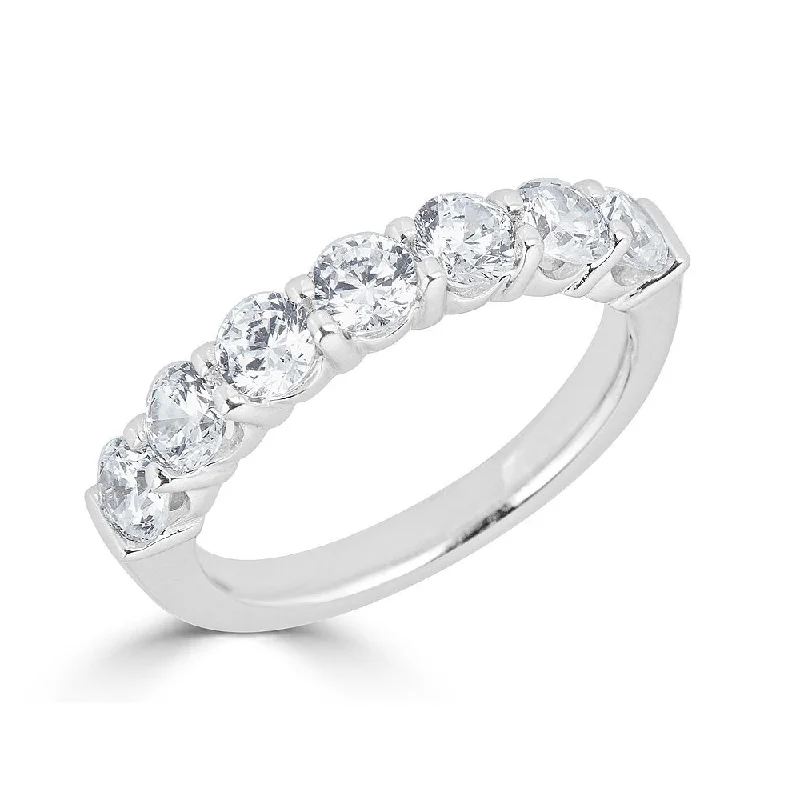 Women’s vintage-inspired engagement ring-JULEVE 18KT WHITE GOLD 1.50 CTW DIAMOND 7 STONE BAND