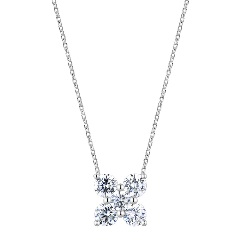 Women’s heart pendant necklace-Fancy pendant with 1.17 carats* of diamond simulants in 10 carat white gold