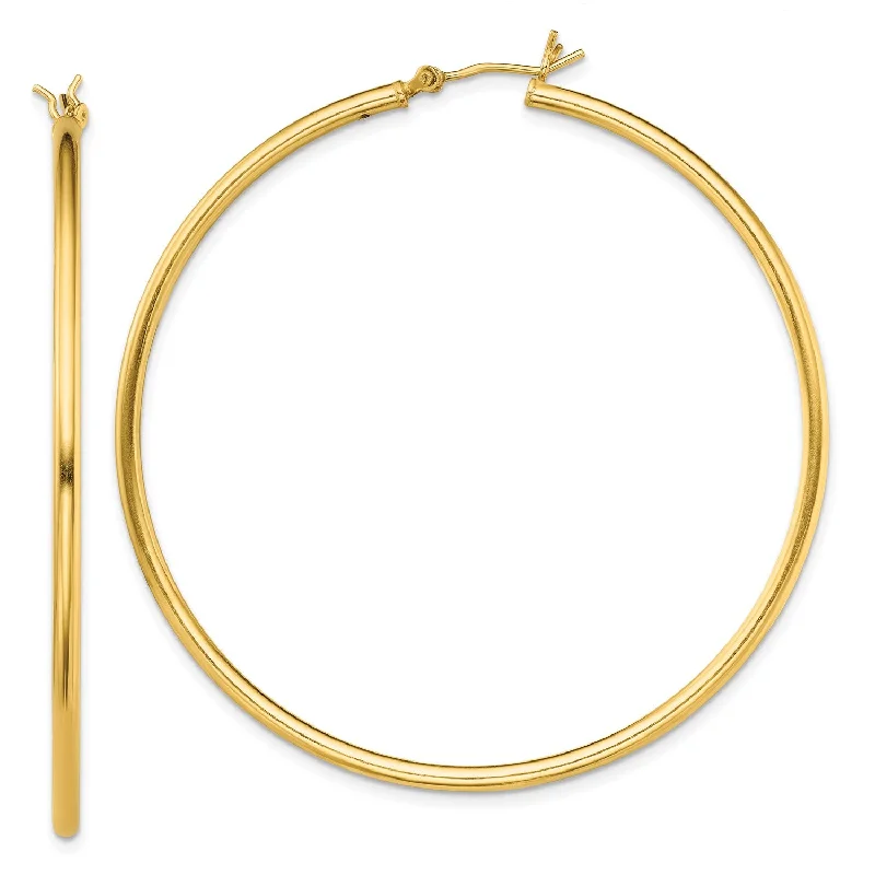 Women’s chic earrings-Goldtone Sterling Silver 2X55MM Hoop Earrings