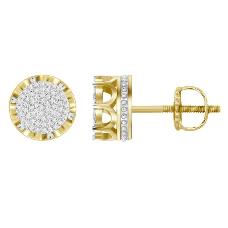 Women’s casual earrings-LADIES STUD EARRINGS 0.35CT ROUND DIAMOND 10K YELLOW GOLD