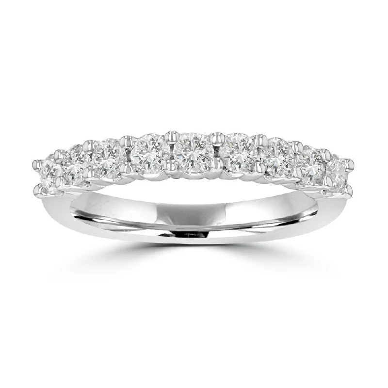 Women’s radiant-cut engagement ring-14KT White Gold 3/4 CTW Round Diamond Prong Set Band