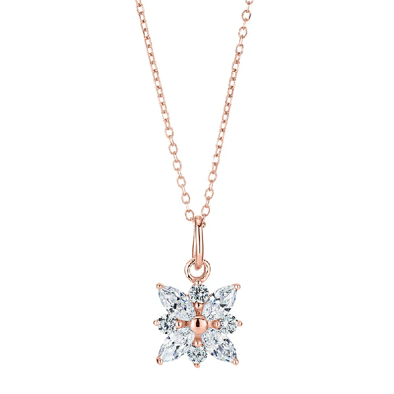 Women’s trendy necklace-Fancy pendant with 0.68 carats* of diamond simulants in 10 carat rose gold