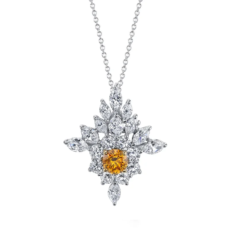 Women’s trendy necklace-Fancy Intense Orange and White Diamond Pendant