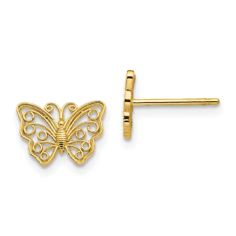 Women’s dangling earrings-14KT Yellow Gold 7X9MM Butterfly Earrings