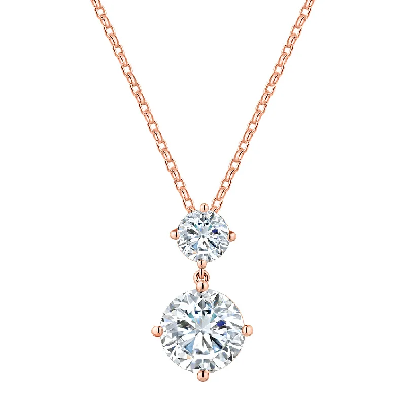 Women’s teardrop necklace-Fancy pendant with 4.19 carats* of diamond simulants in 10 carat rose gold