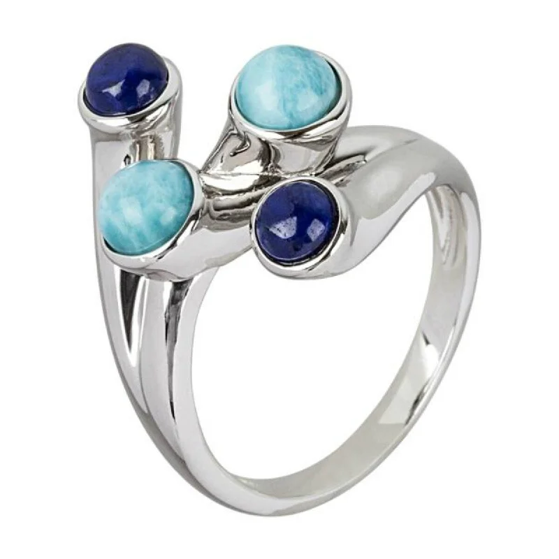 Women’s handmade ring-925 Sterling Silver Larimar and Lapis Lazuli Ring