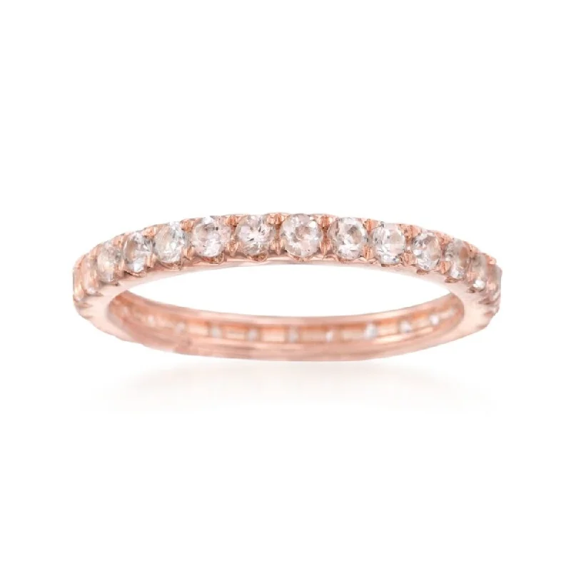 Women’s infinity ring-925 Sterling Silver Morganite Gemstone Eternity Band Ring