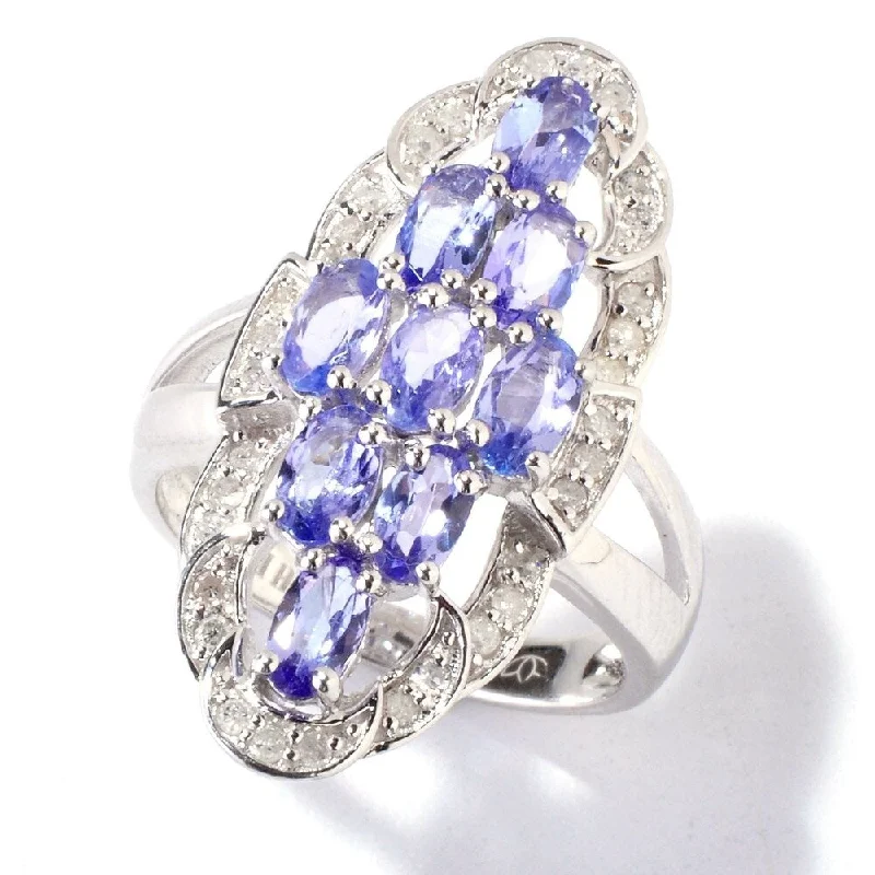 Women’s sapphire ring-925 Sterling Silver White Cz and Tanzanite Ring